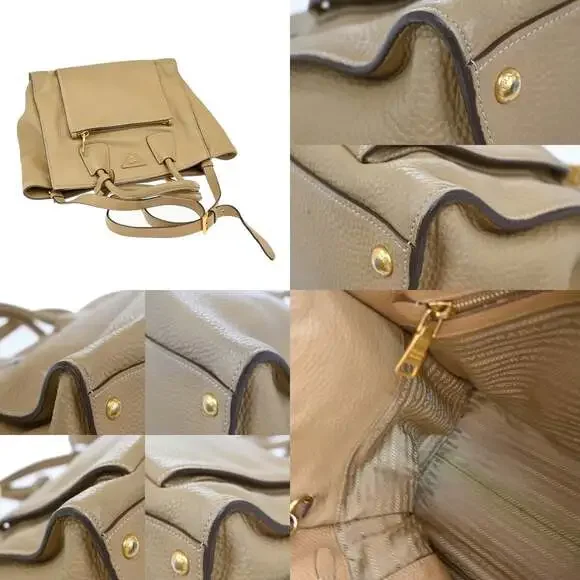 Prada Vitello Daino Front Pocket Wing Convertible Tote Beige - Picture 4 of 6